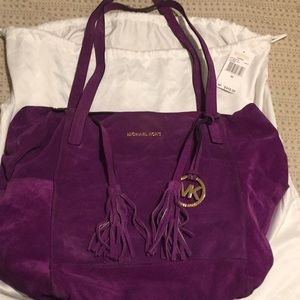 Michael Kors XL Suede/Leather Bag in Violet